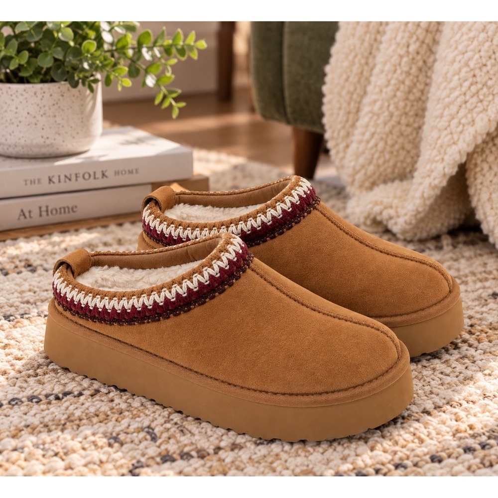 Altar d State Matisse Cloud Slippers Tan Faux Fur Lined Platform Size 6